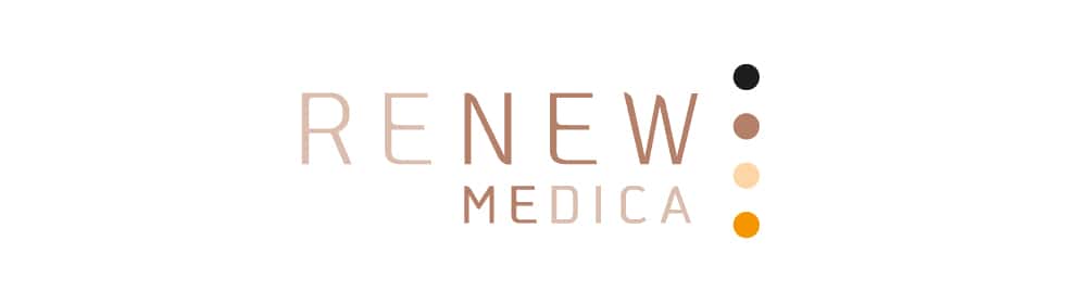 Renew Medica medical aesthetics clinic chain logo design by Paul Cartwright Branding.