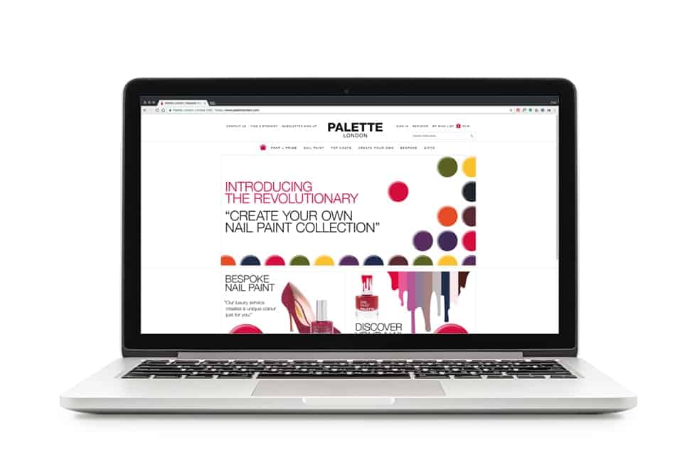 Palette London bespoke nail varnish product identity website banner design by Paul Cartwright Branding.