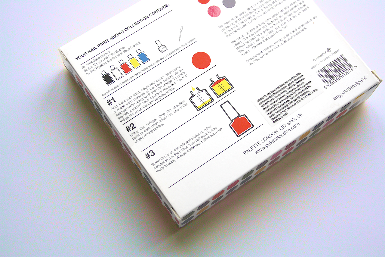 Reverse of'Create Your Own Nail Paint' kit - designed by Paul Cartwright Branding.