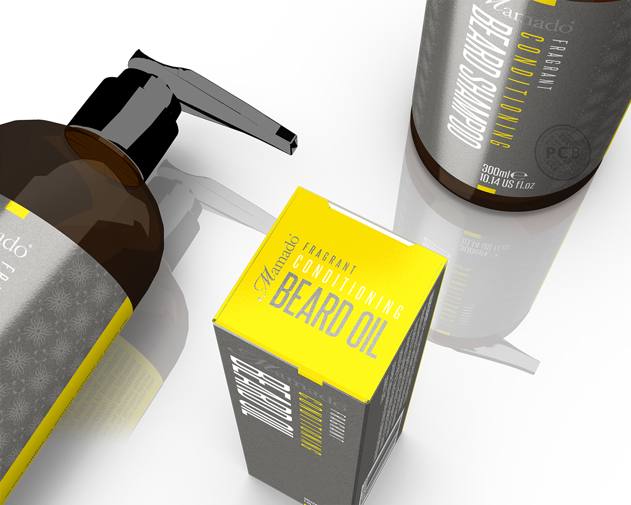 Men's face and beard care oil product packaging design identity, labelling and carton graphics by Paul Cartwright Branding.