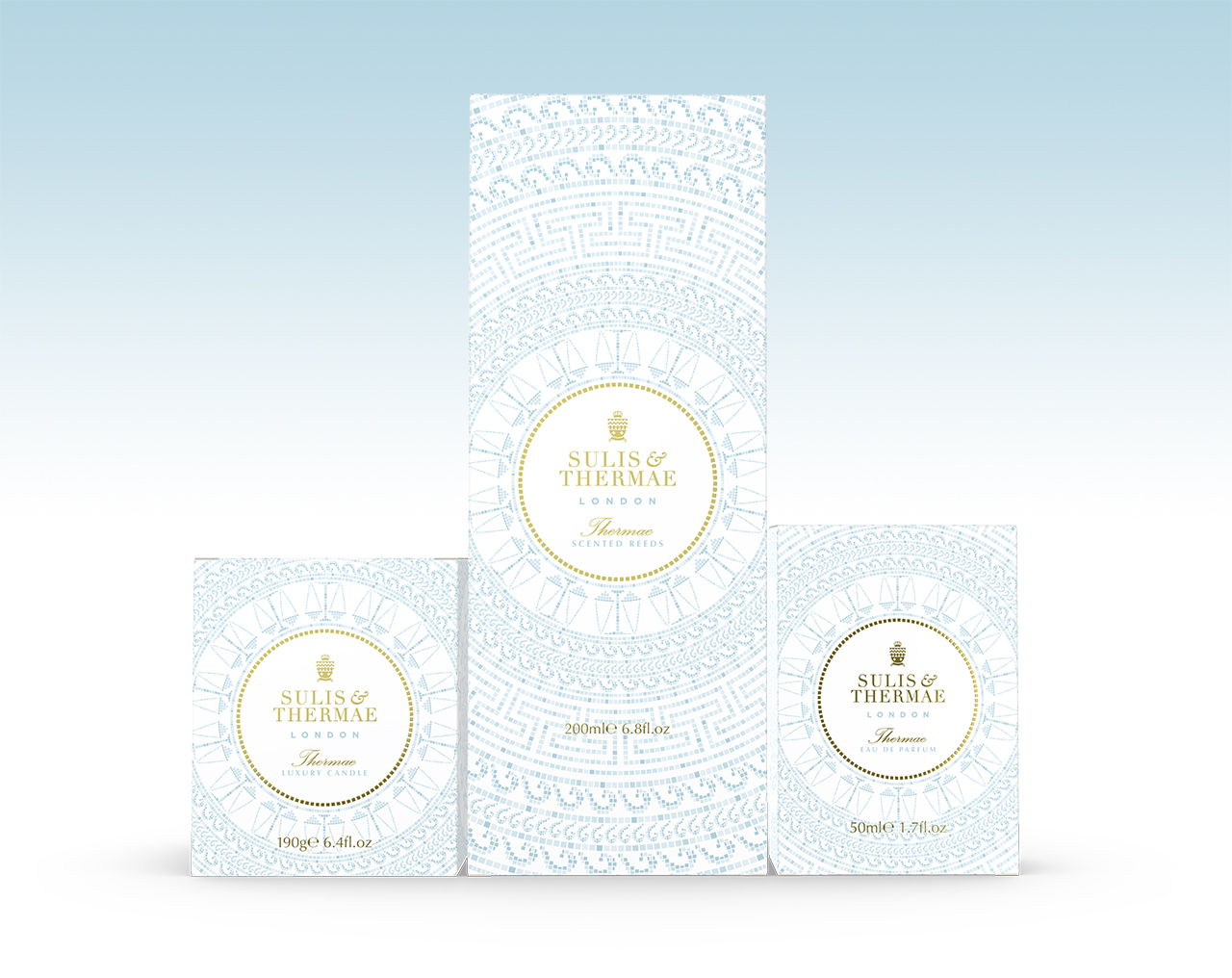 Luxury fragrance carton design for Sulis and Thermae's new product range designed by Paul Cartwright Branding.